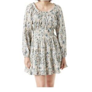 Sam Edelman Bailey Scoop Neck Tiered Ruffle Dress Arctic Wolf Flower Field XL